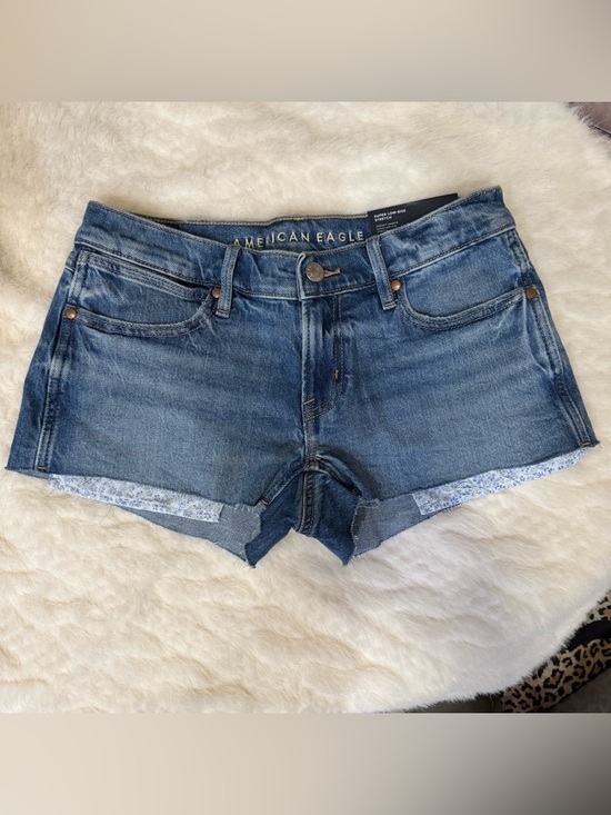 American Eagle Outfitters Pants - American Eagle AE Stretch Super Low-Rise Denim Perfect Shortie 
Medium Indigo